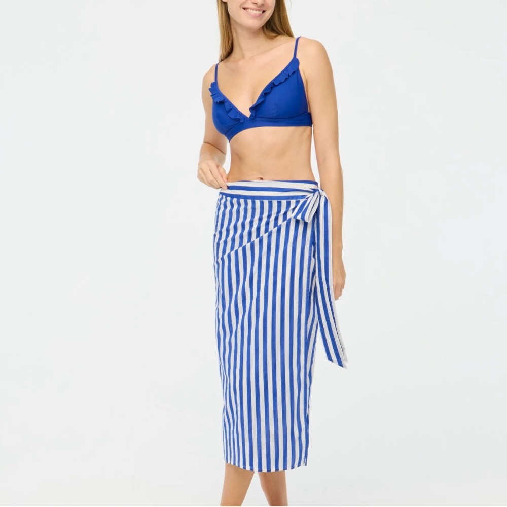 J. Crew Blue & White Striped Sarong Small *NWT*